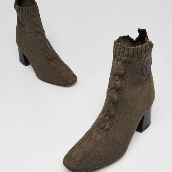 Hermes Green Knit Fabric Volver 60 Ankle Boots Size 9/39.5 - Picture 2 of 5